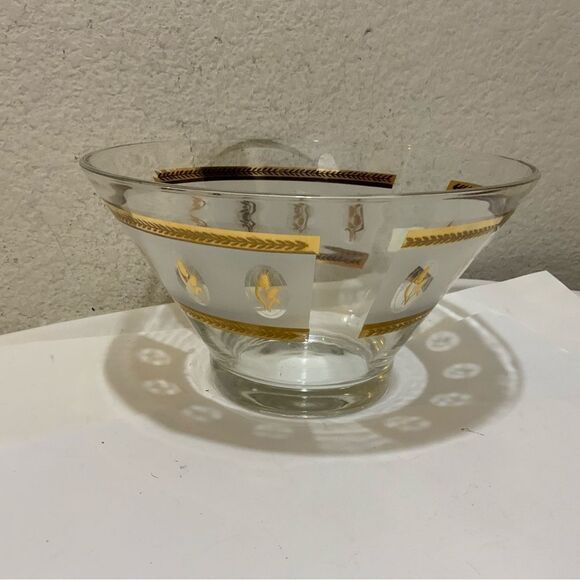 Vintage 1960s Anchor Hocking Mid Century Gold Wheat Large Glass Serving Bowl - Picture 2 of 12
